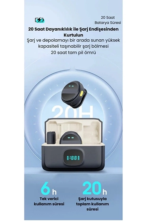 2 Adet Profesyonel Kablosuz Yaka Mikrofonu Lighting Uyumlu Manyetik Klipsli - Lisinya