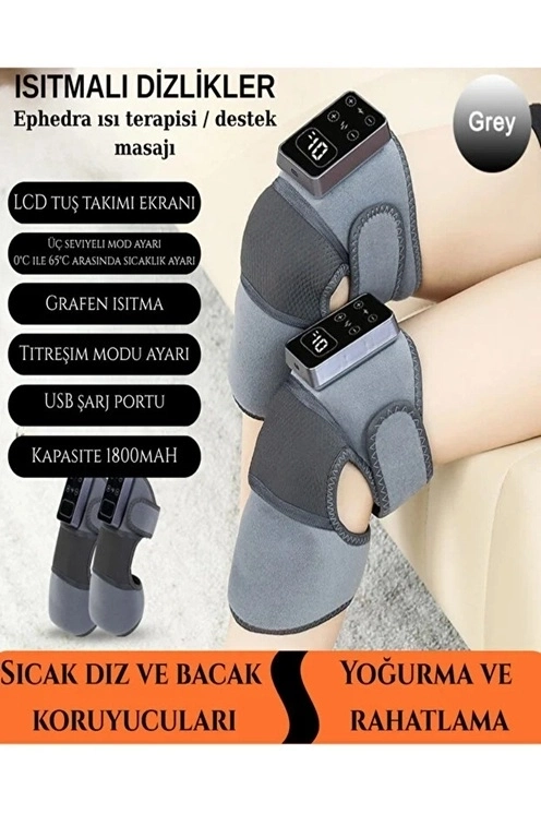 2 Adet Şarjlı Isıtmalı Diz Masaj Aleti – Titreşimli Fizyoterapi Dizlik | Diz Omuz Kol Bacak - Lisinya