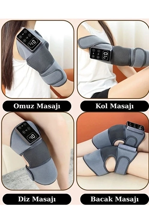 2 Adet Şarjlı Isıtmalı Diz Masaj Aleti – Titreşimli Fizyoterapi Dizlik | Diz Omuz Kol Bacak - Lisinya