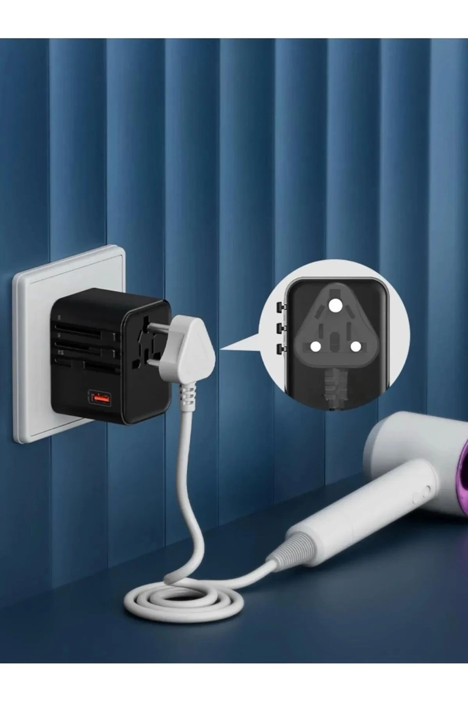 25w Evrensel Seyahat Adaptörü, Eu/us/uk/au Priz Dönüştürücü, 1x Usb, 2x Type-c Hızlı Şarj - Lisinya