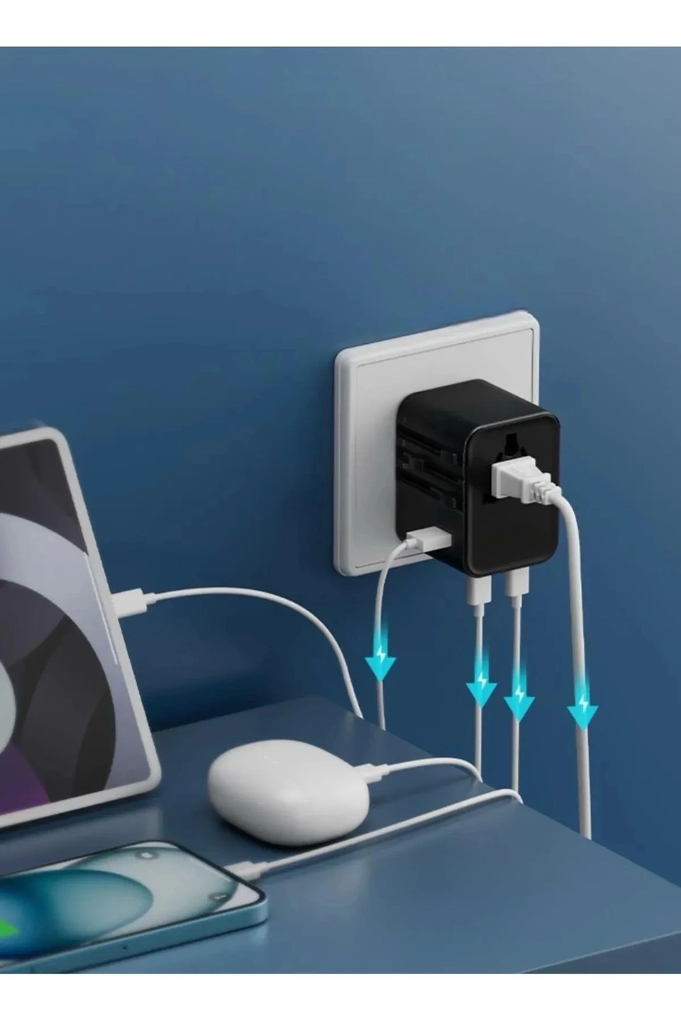 25w Evrensel Seyahat Adaptörü, Eu/us/uk/au Priz Dönüştürücü, 1x Usb, 2x Type-c Hızlı Şarj - Lisinya