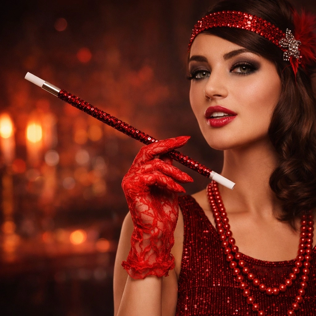 30 Cm Kırmızı Payetli Tutacağı – 1920’ler Gatsby Parti Aksesuarı - Lisinya 30 Cm Kırmızı Payetli Tutacağı – 1920’ler Gatsby Parti Aksesuarı - Lisinya