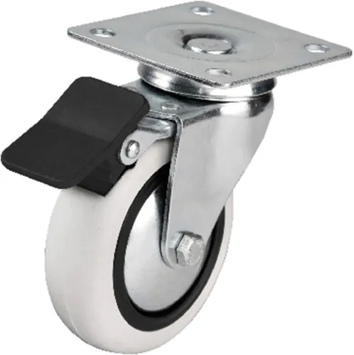 353 - 75x25 Mm Pvc Makaralı Tablalı Frenli Teker 4 Adet - Lisinya