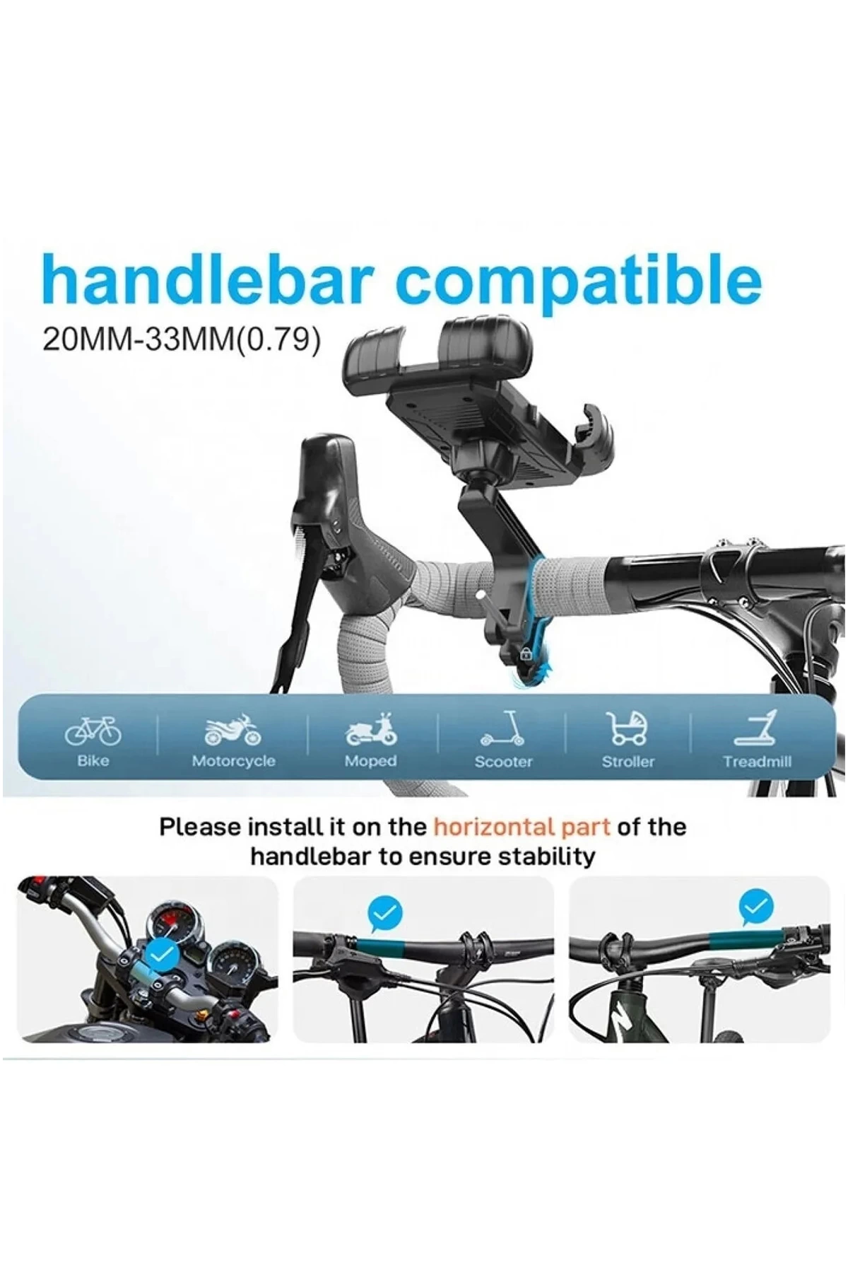 360° Derece Ayarlanabilen Gidon Bağlantılı Bisiklet Motosiklet İçin Abs 4-7.8″ İnç Telefon Tutucu - Lisinya 360° Derece Ayarlanabilen Gidon Bağlantılı Bisiklet Motosiklet İçin Abs 4-7.8″ İnç Telefon Tutucu - Lisinya