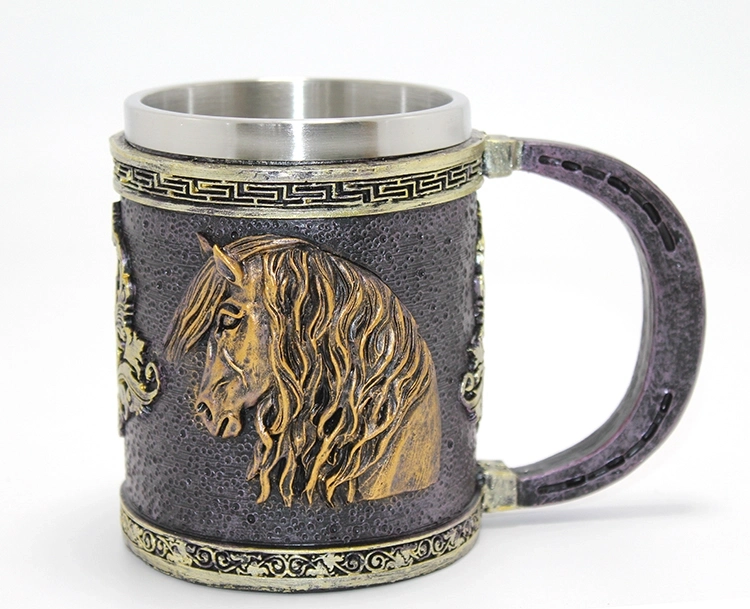 3d Kabartmalı At Büstü Paslanmaz Çelik Kupa Bardak Alk4473 - Lisinya