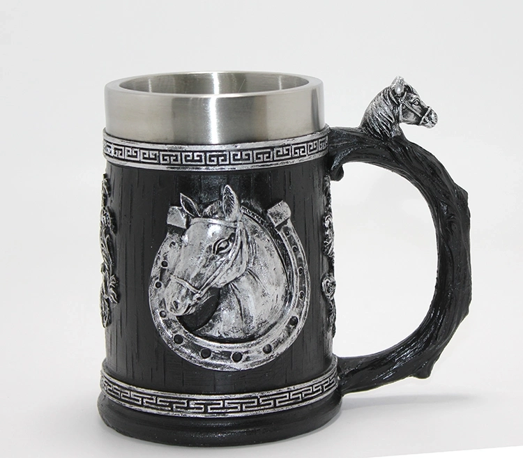 3d Kabartmalı At Büstü Paslanmaz Çelik Kupa Bardak Alk4475 - Lisinya