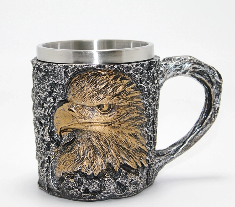 3d Kabartmalı Kartal Büstü Paslanmaz Çelik Kupa Bardak Alk4474 - Lisinya