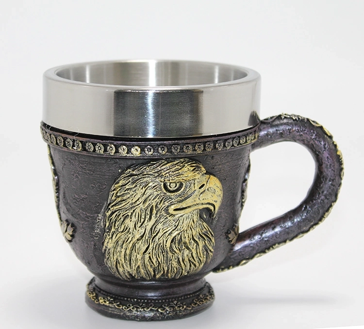 3d Kabartmalı Kartal Büstü Paslanmaz Çelik Kupa Bardak Alk4480 - Lisinya