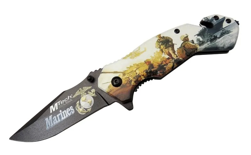 4 23 2 Marines Kurtarma / Kamp Çakı 20cm - Yarı Otomatik, Kemerlikli, Cam Kırma Ve İp Kesme Aparatlı - Lisinya 4 23 2 Marines Kurtarma / Kamp Çakı 20cm - Yarı Otomatik, Kemerlikli, Cam Kırma Ve İp Kesme Aparatlı - Lisinya