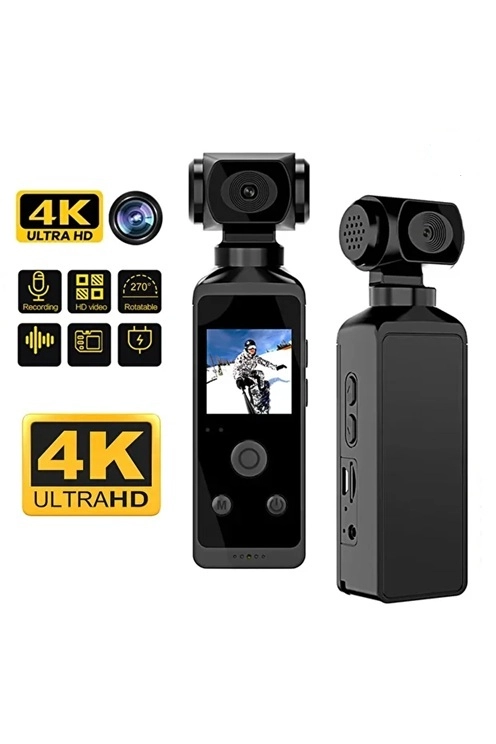 4k Ultra Hd Aksiyon Kamerası 270° Geniş Açı Döner Klips Su Geçirmez Kılıf Kablosuz Kamera - Lisinya