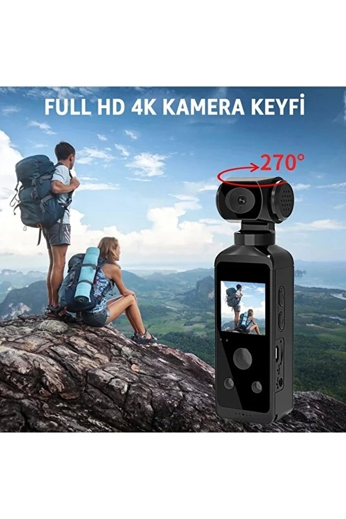 4k Ultra Hd Aksiyon Kamerası 270° Geniş Açı Döner Klips Su Geçirmez Kılıf Kablosuz Kamera - Lisinya