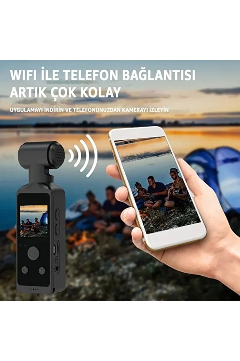 4k Ultra Hd Aksiyon Kamerası 270° Geniş Açı Döner Klips Su Geçirmez Kılıf Kablosuz Kamera - Lisinya