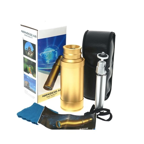 50x50 Panda Metal Gövde Tek Gözle Büyük Mercek Korsan Dürbün Gold - Lisinya