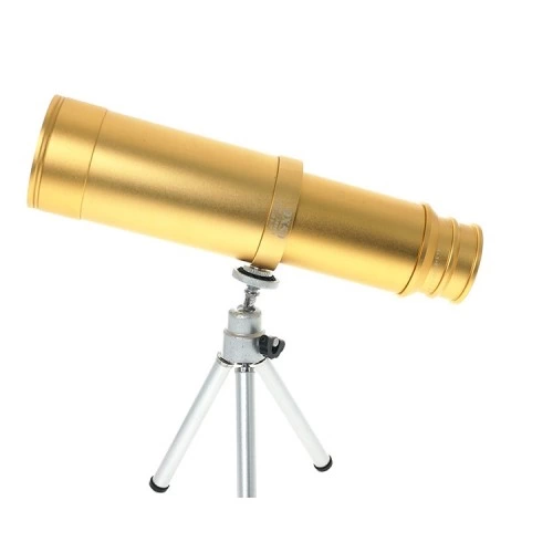 50x50 Panda Metal Gövde Tek Gözle Büyük Mercek Korsan Dürbün Gold - Lisinya