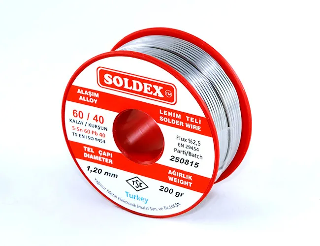 60-40 Lehim Teli 200 Gr 1 Mm - Sn:60 / Pb:40 - Lisinya 60-40 Lehim Teli 200 Gr 1 Mm - Sn:60 / Pb:40 - Lisinya