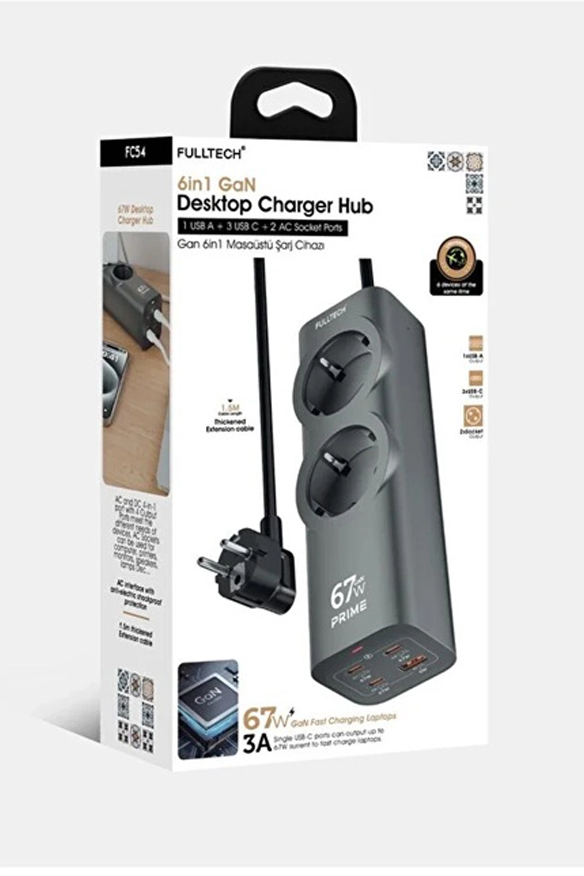 67w Hızlı Şarjlı Akıllı Çoklu Priz – 2000w Güç, 2 Usb-c + 2 Usb-a Çıkışlı, Telefon & Laptop Uyumlu - Lisinya