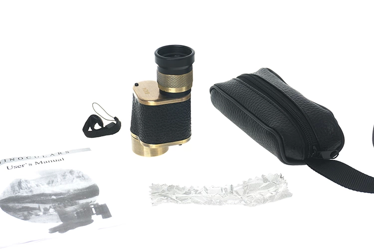 6x24  Baıgısh, Askeri Tarzi Pirinç Ve Deri Kaplamalı, Deri Çantalı Monocular Dürbün Sarı - Lisinya