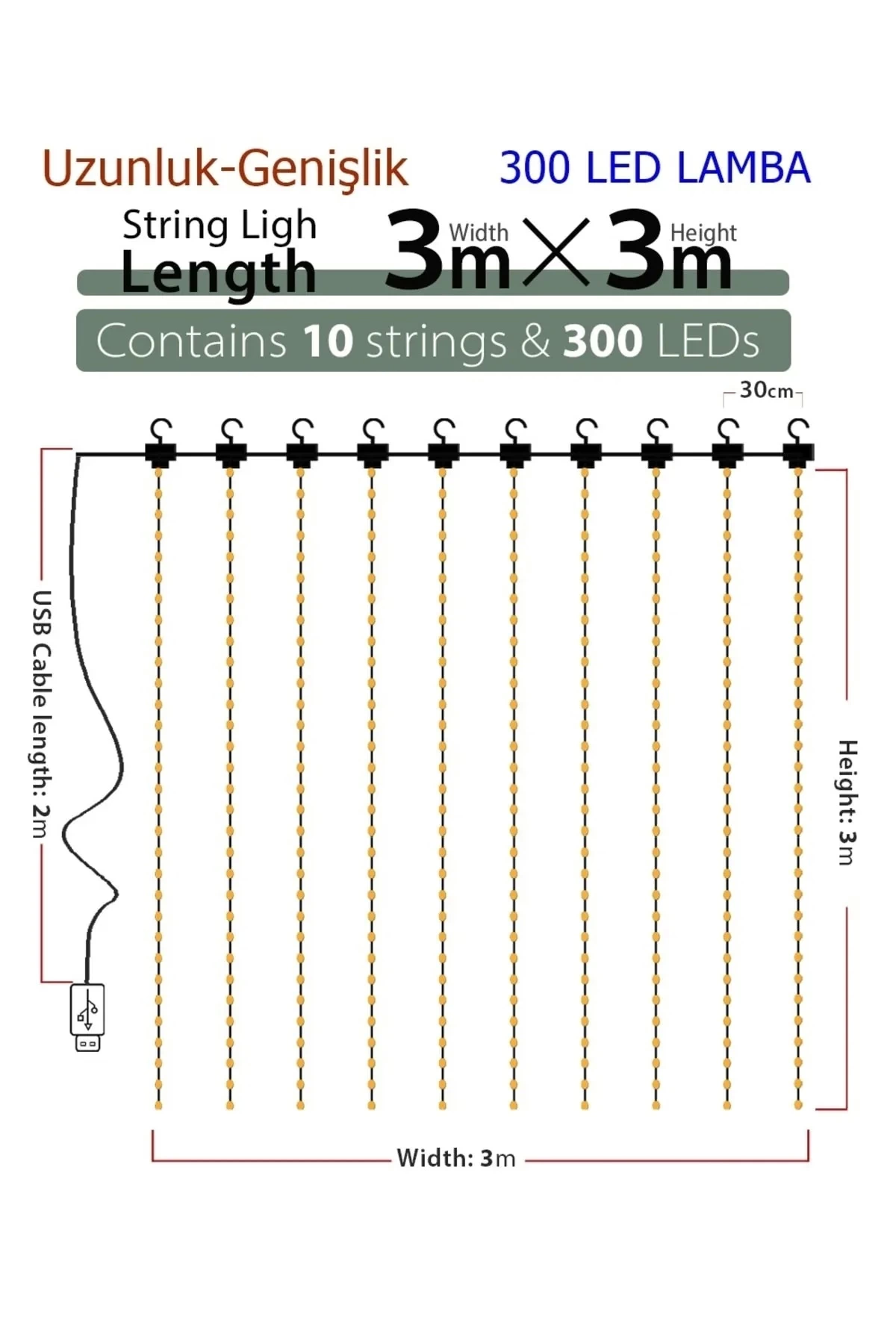 8 Fonksiyonlu Peri Perde Led Uzaktan Kumandalı Günışığı Perde Peri Led (3 Mt X 3 Mt) - Lisinya 8 Fonksiyonlu Peri Perde Led Uzaktan Kumandalı Günışığı Perde Peri Led (3 Mt X 3 Mt) - Lisinya
