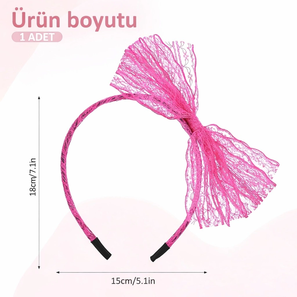 80’ler 90’lar Neon Pembe Dantel Taç Fiyonklu - Lisinya 80’ler 90’lar Neon Pembe Dantel Taç Fiyonklu - Lisinya