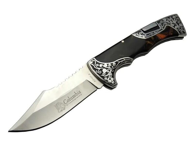 A3157b Kahverengi Av / Kamp Çakı 23 Cm - Sedef İşlemeli Saplı, - Lisinya A3157b Kahverengi Av / Kamp Çakı 23 Cm - Sedef İşlemeli Saplı, - Lisinya