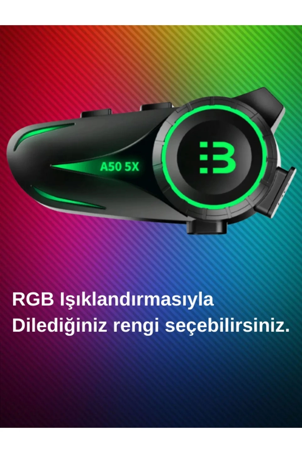A50 5x Motor Kask Kulaklık Rgb Bluetooth Motosiklet Kulaklık Intercom 5 Kişi Eşleşme - Lisinya