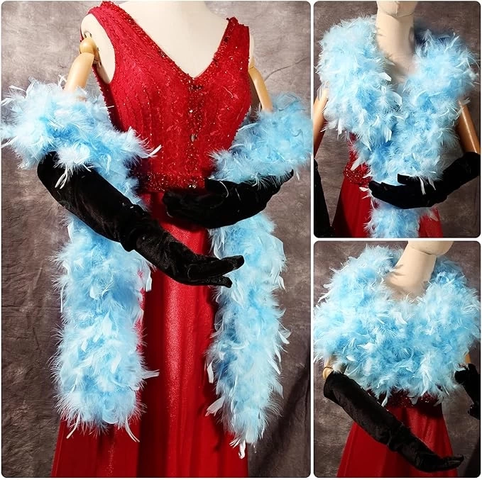 Açık Mavi Renk Kabarık Kalın Otriş Boa Tüy 6 Cm Genişlik 180-200 Cm Uzunluk - Lisinya