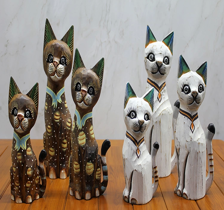 Ahşap 3'lü 50 Cm Kedi Seti 3sutama-2 - Lisinya