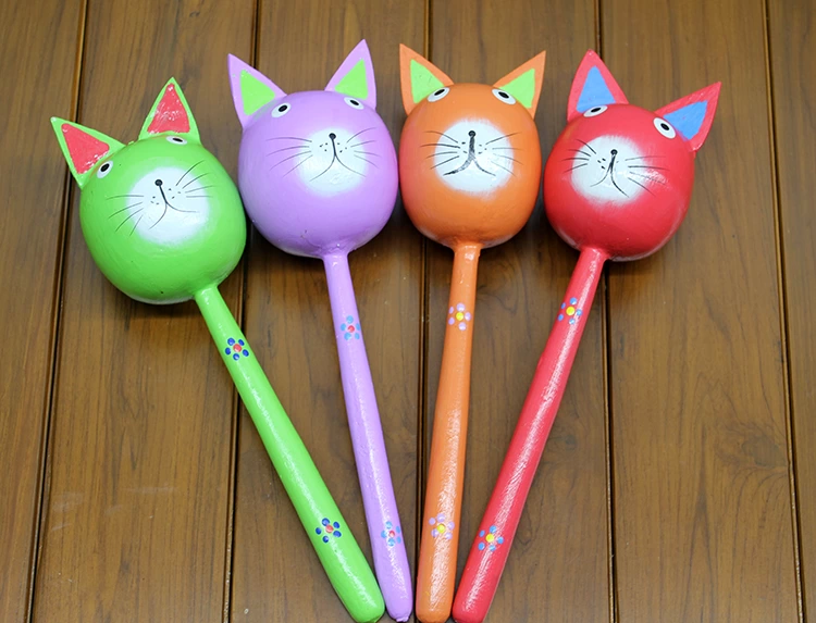 Ahşap Kedi Marakas Tekli Polos:29 - Lisinya