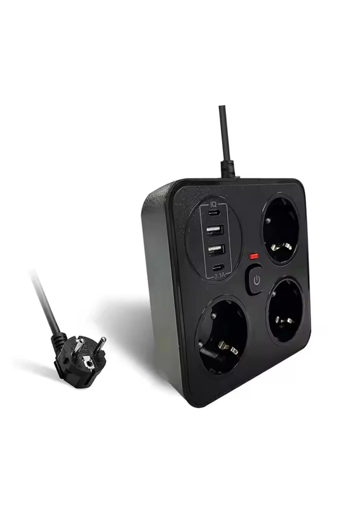 Akım Korumalı Anahtarlı Priz - 3x Priz - 2x Usb - 2x Type-c - 2 Mt Kablo Hızlı Şarj Özellikli Siyah - Lisinya Akım Korumalı Anahtarlı Priz - 3x Priz - 2x Usb - 2x Type-c - 2 Mt Kablo Hızlı Şarj Özellikli Siyah - Lisinya