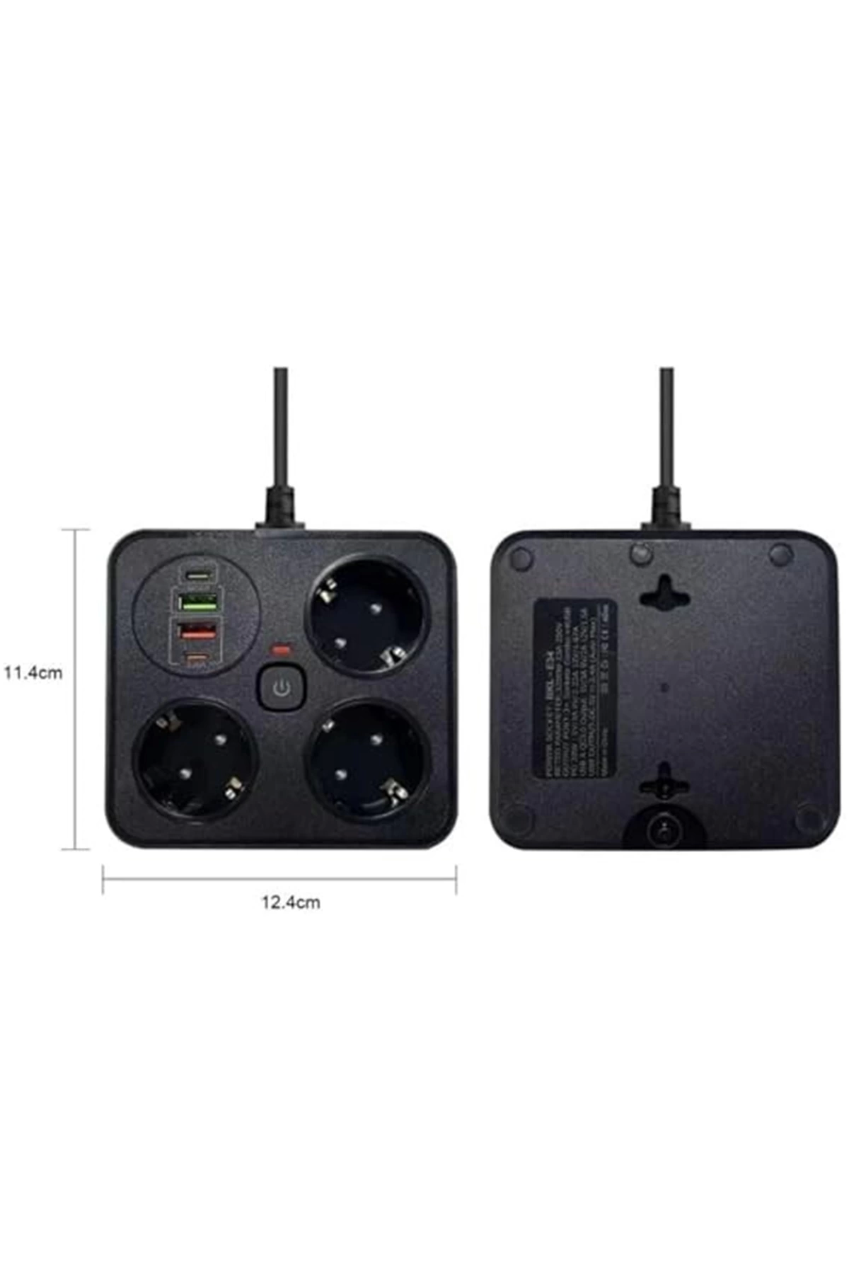 Akım Korumalı Anahtarlı Priz - 3x Priz - 2x Usb - 2x Type-c - 2 Mt Kablo Hızlı Şarj Özellikli Siyah - Lisinya Akım Korumalı Anahtarlı Priz - 3x Priz - 2x Usb - 2x Type-c - 2 Mt Kablo Hızlı Şarj Özellikli Siyah - Lisinya