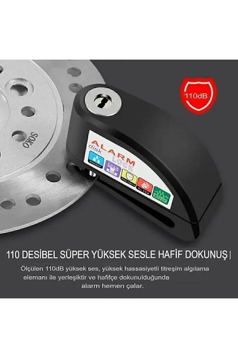 Alarmlı Disk Kilidi Motorsiklet Scooter Bisiklet Sesli Alarm 110 Desibel Yüksek Ses - Lisinya Alarmlı Disk Kilidi Motorsiklet Scooter Bisiklet Sesli Alarm 110 Desibel Yüksek Ses - Lisinya