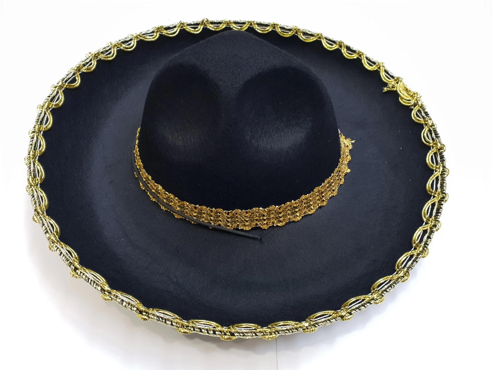 Altın Renk Şeritli Meksika Mariachi Latin Şapkası 55 Cm Çocuk - Lisinya Altın Renk Şeritli Meksika Mariachi Latin Şapkası 55 Cm Çocuk - Lisinya