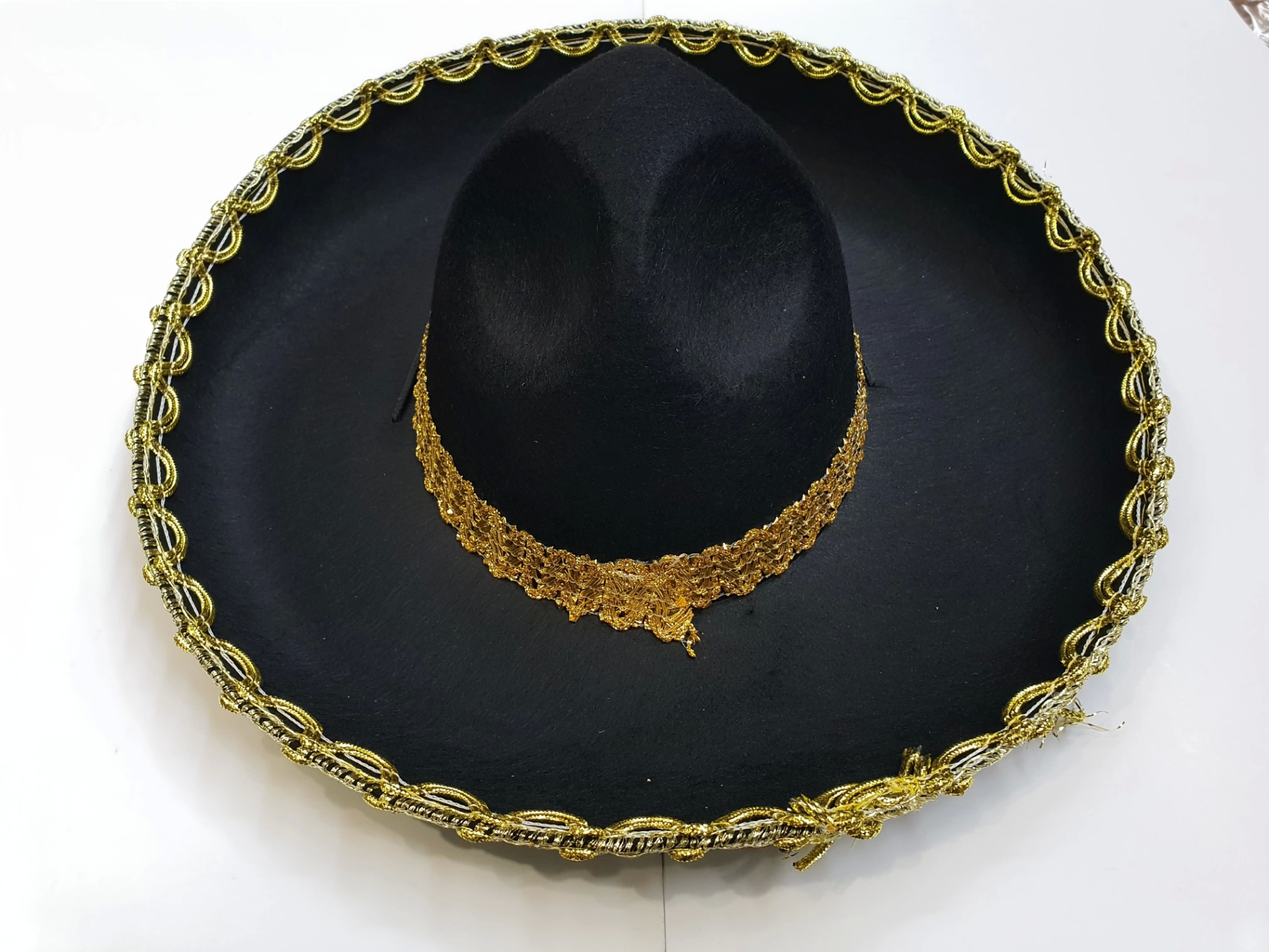 Altın Renk Şeritli Meksika Mariachi Latin Şapkası 55 Cm Çocuk - Lisinya Altın Renk Şeritli Meksika Mariachi Latin Şapkası 55 Cm Çocuk - Lisinya