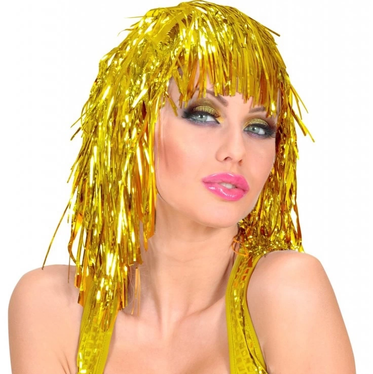 Altın Sarısı Işıltılı Metalize Parti Peruğu - Lisinya Altın Sarısı Işıltılı Metalize Parti Peruğu - Lisinya