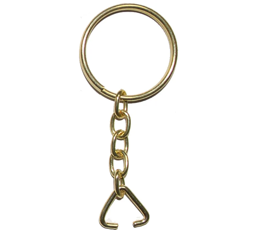 Anahtarlık Halkası, Halka + Zincir + Üçgen, 24mm, Altın, Sarı, 1 Adet - Lisinya Anahtarlık Halkası, Halka + Zincir + Üçgen, 24mm, Altın, Sarı, 1 Adet - Lisinya