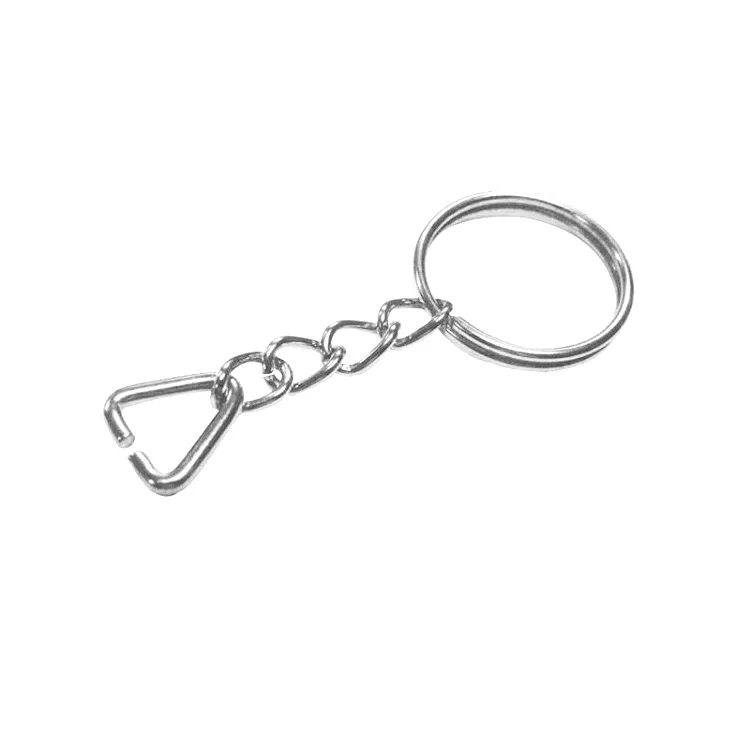 Anahtarlık Halkası, Halka + Zincir + Üçgen, 24mm, Gümüş, Nikel, 1 Adet - Lisinya Anahtarlık Halkası, Halka + Zincir + Üçgen, 24mm, Gümüş, Nikel, 1 Adet - Lisinya