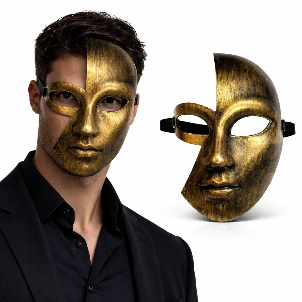 Antik Efektli Altın Yarım Yüz Parti Maskesi - Lisinya