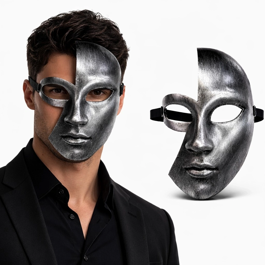 Antik Efektli Gümüş Yarım Yüz Parti Maskesi - Lisinya Antik Efektli Gümüş Yarım Yüz Parti Maskesi - Lisinya