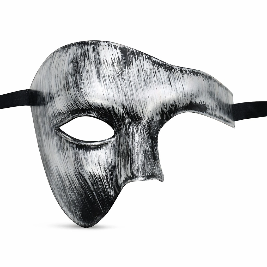 Antik Eskitme Gümüş Erkek Yarım Maske - Phantom Parti Balo Maskesi - Lisinya Antik Eskitme Gümüş Erkek Yarım Maske - Phantom Parti Balo Maskesi - Lisinya