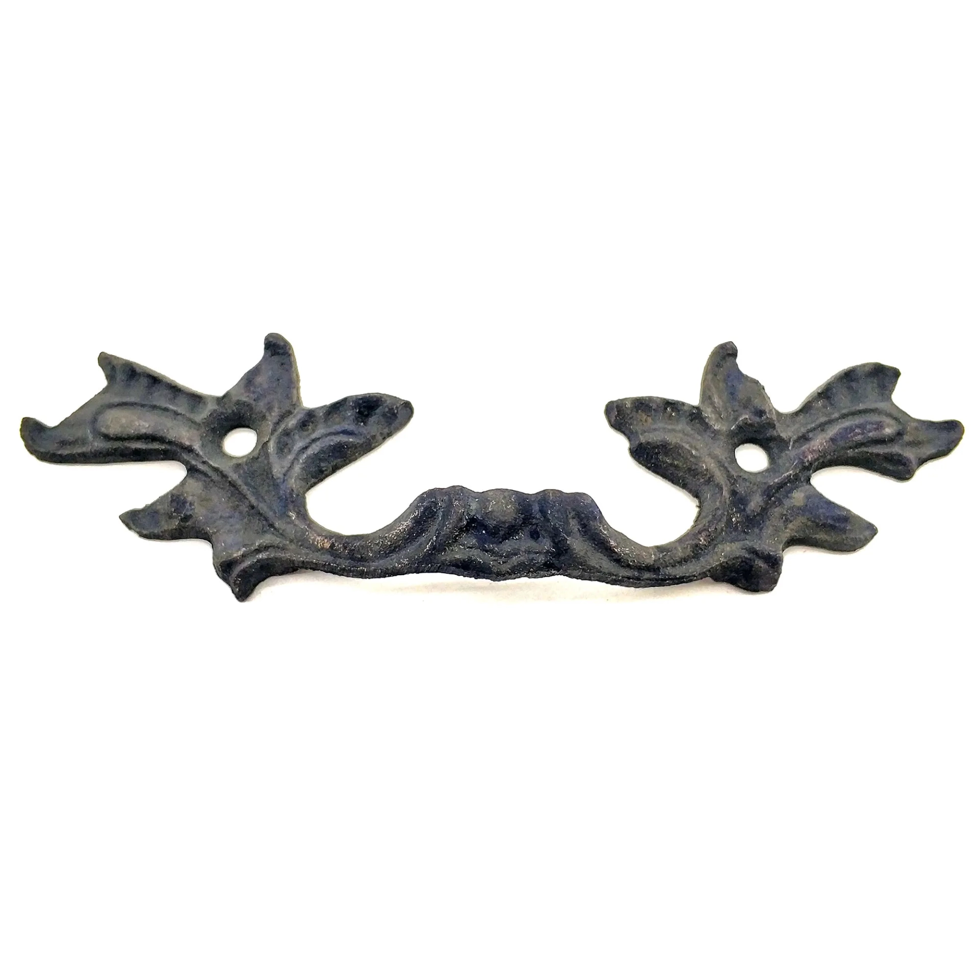 Antika Tarz Dekoratif Pirinç Çiçek Kapı Kulbu - 30x110 Mm, Oksit - Lisinya