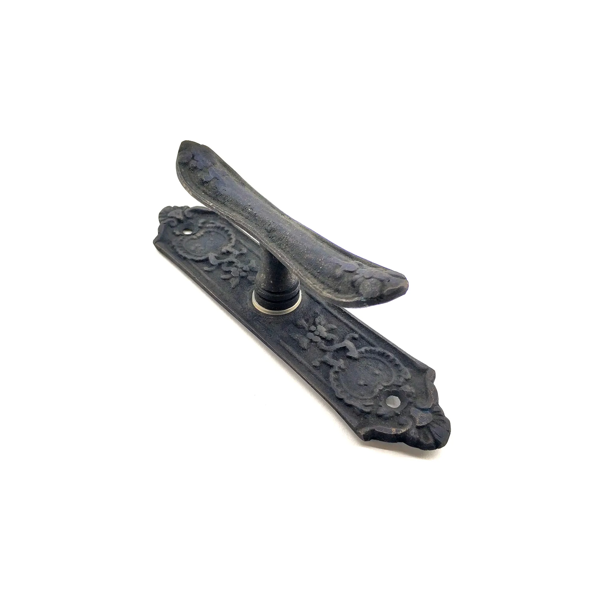 Antika Tarz Dekoratif Pirinç Çiçekli Pencere Kolu - 165x38 Mm, Oksit - Lisinya