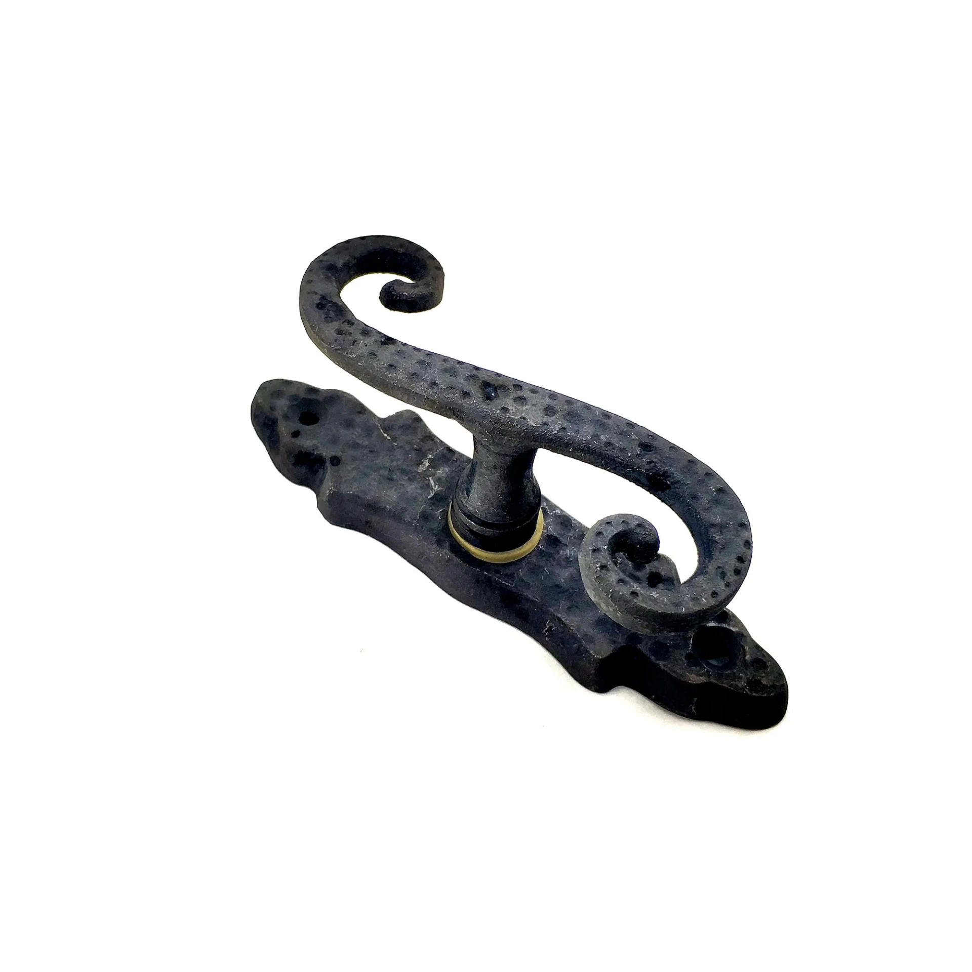 Antika Tarz Dekoratif Pirinç Kıvrık Pencere Kolu - 130x33 Mm, Oksit - Lisinya