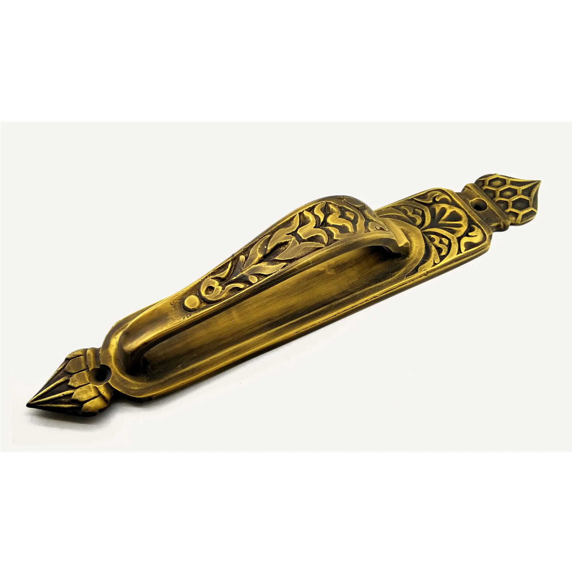 Antika Tarz Dekoratif Pirinç Kubbeli Çekme Kapı Kolu - 396x68 Mm, Antik - Lisinya Antika Tarz Dekoratif Pirinç Kubbeli Çekme Kapı Kolu - 396x68 Mm, Antik - Lisinya