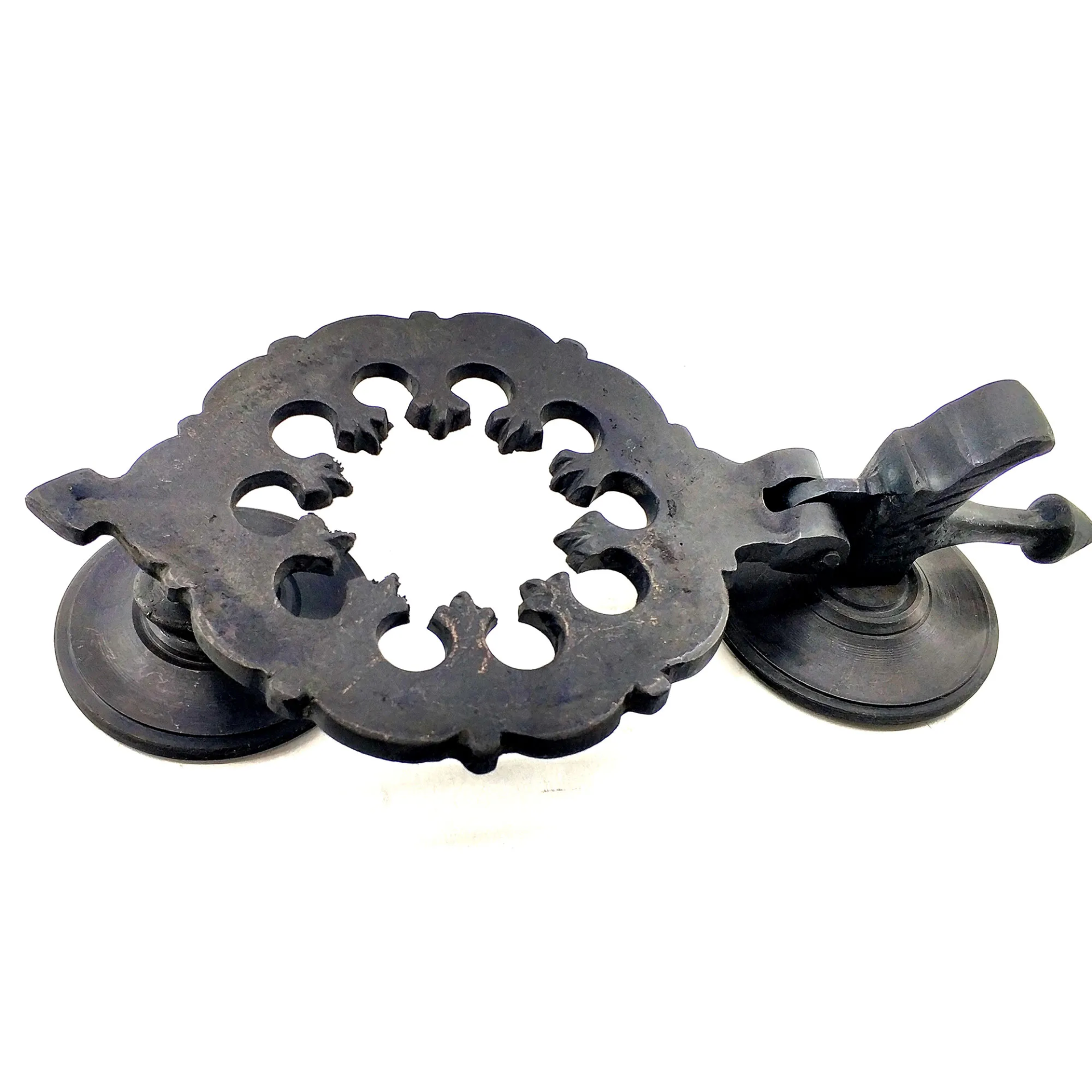 Antika Tarz Dekoratif Pirinç Osmanlı Kapı Tokmağı, Taktak - 265x75mm, Oksit - Lisinya
