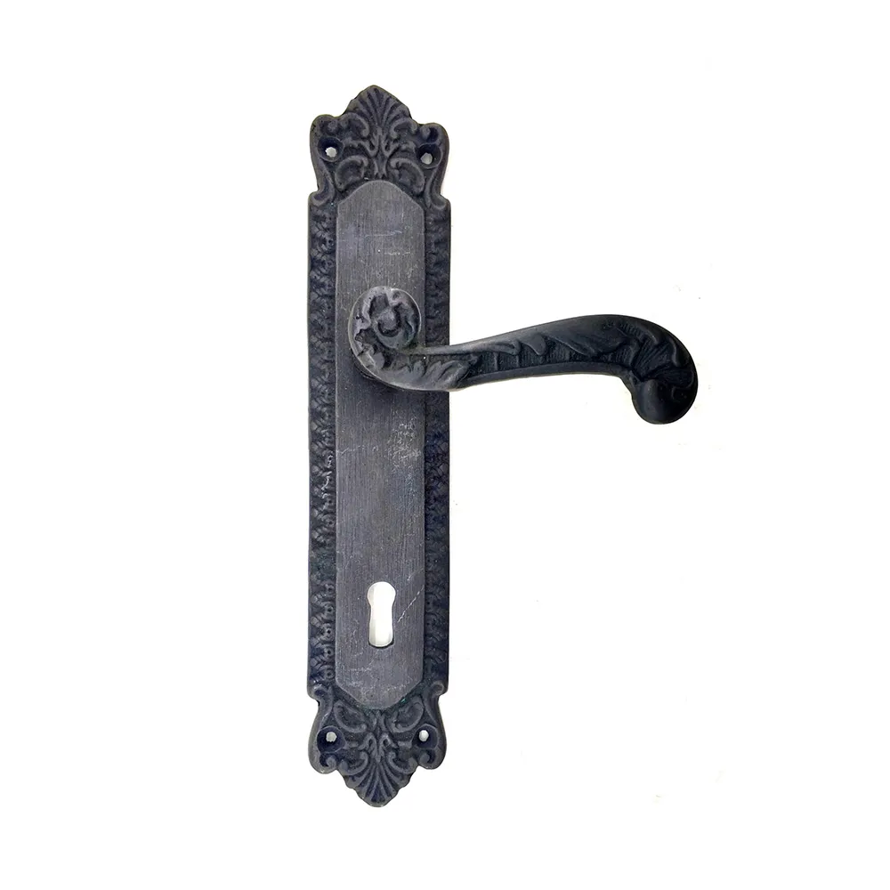 Antika Tarz Dekoratif Pirinç Sultan Yale Kapı Kolu - 270x54mm, Oksit - Lisinya