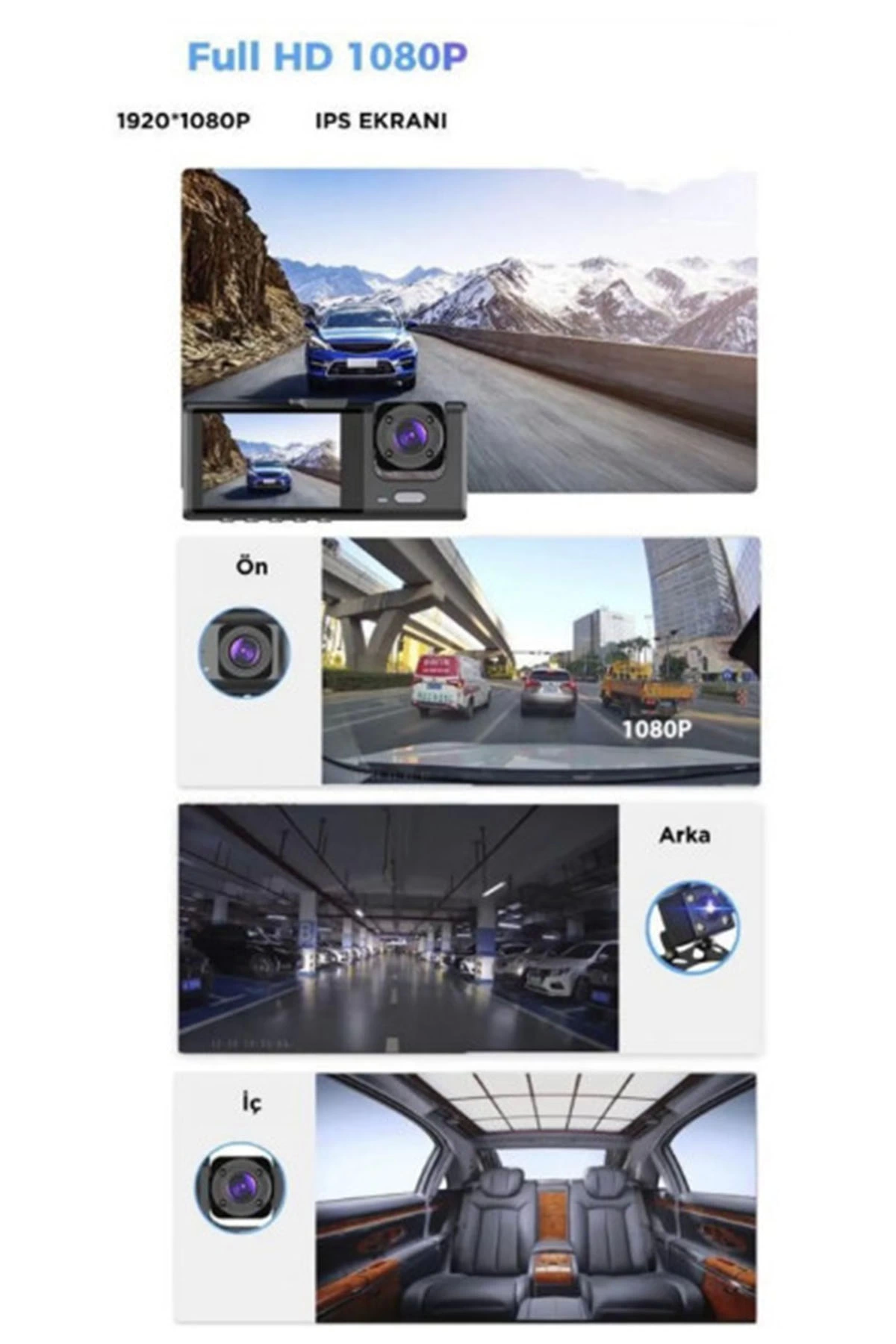 Araç İçi 1080p 3 Kameralı Lcd Ekranlı Gece Görüşlü , G-sensör , Geri Görüş Kamera - Lisinya Araç İçi 1080p 3 Kameralı Lcd Ekranlı Gece Görüşlü , G-sensör , Geri Görüş Kamera - Lisinya