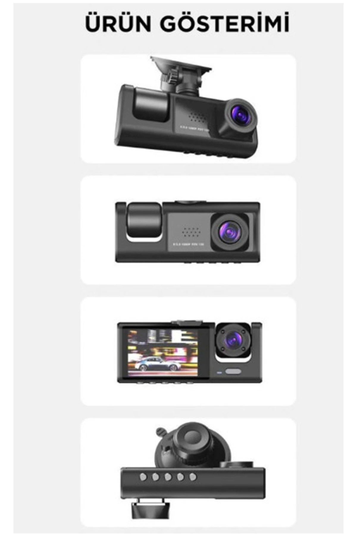 Araç İçi 1080p 3 Kameralı Lcd Ekranlı Gece Görüşlü , G-sensör , Geri Görüş Kamera - Lisinya Araç İçi 1080p 3 Kameralı Lcd Ekranlı Gece Görüşlü , G-sensör , Geri Görüş Kamera - Lisinya