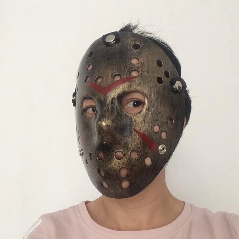 Bakır Renk Kırmızı Çizgili Tam Yüz Hokey Jason Maskesi Hannibal Maskesi - Lisinya Bakır Renk Kırmızı Çizgili Tam Yüz Hokey Jason Maskesi Hannibal Maskesi - Lisinya