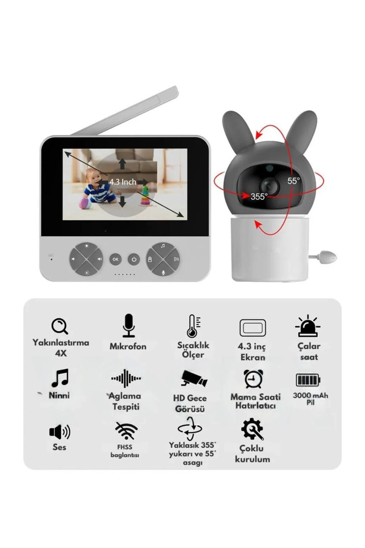 Bebek Kamerası Kumandalı Monitörlü Karşılıklı Konuşma Özellikli , Hatırlatıcılı Ip Bebek Kamerası - Lisinya Bebek Kamerası Kumandalı Monitörlü Karşılıklı Konuşma Özellikli , Hatırlatıcılı Ip Bebek Kamerası - Lisinya
