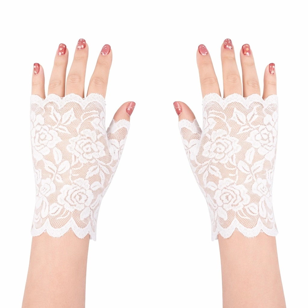Beyaz Dantel Parmaksız Kısa Eldiven - Lisinya